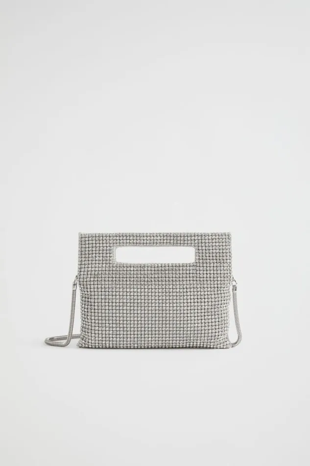 Clutches and Pouches Woman Seed Heritage Embellished Handheld Bag Silver