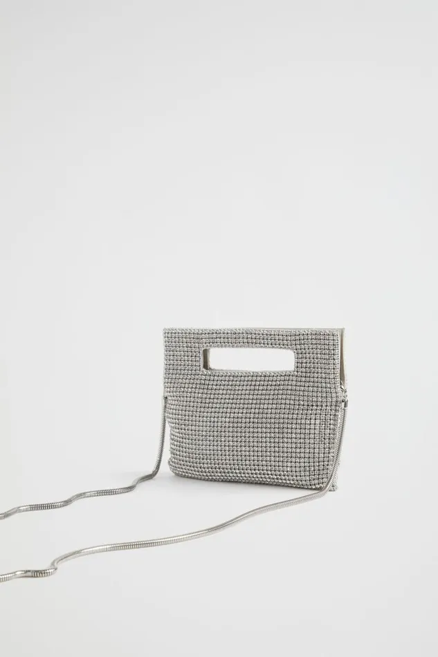 Clutches and Pouches Woman Seed Heritage Embellished Handheld Bag Silver