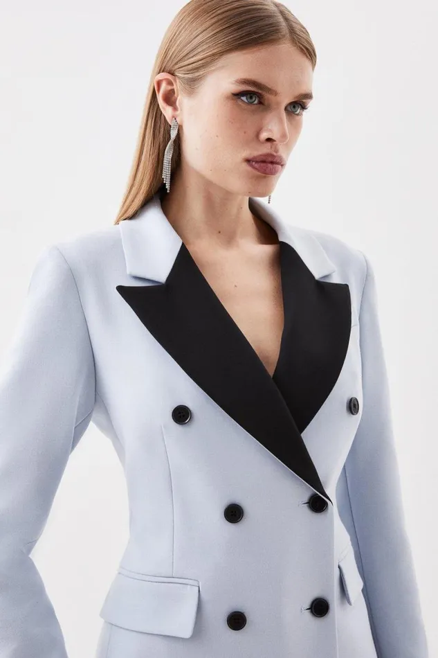 Coats and Jackets Women Karen Millen Compact Stretch Contrast Collar Db Tailored Jacket