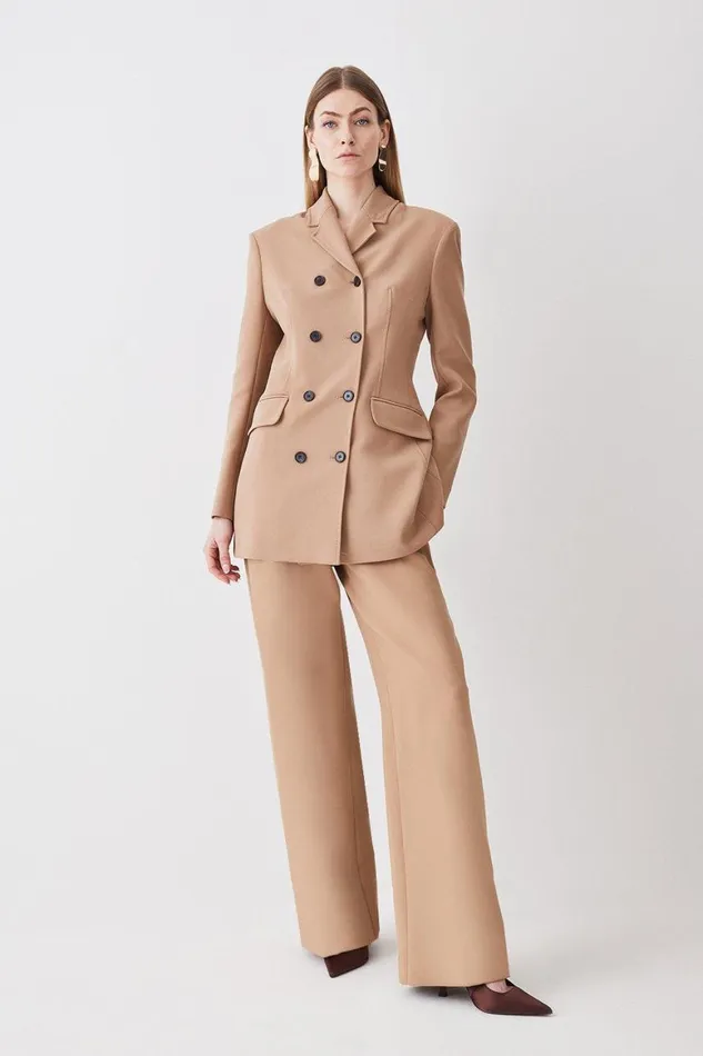 Coats and Jackets Women Karen Millen Compact Stretch High Button Double Breasted Blazer Camel Coats and Jackets Women Karen Millen Compact Stretch High Button Double Breasted Blazer Camel
