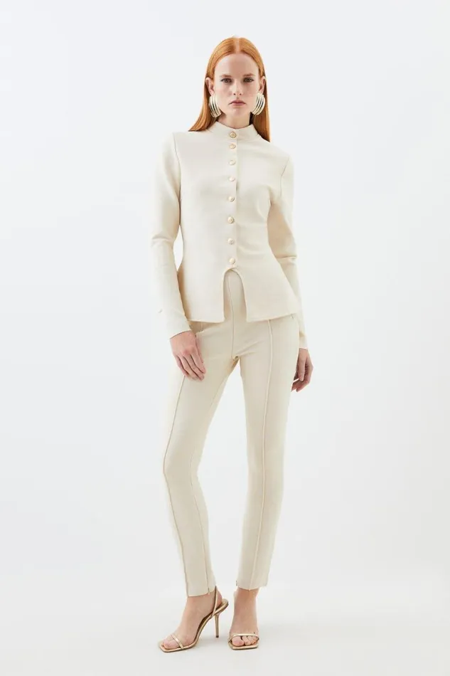 Coats and Jackets Women Karen Millen Figure Form Bandage Jacket Knit Coord Natural