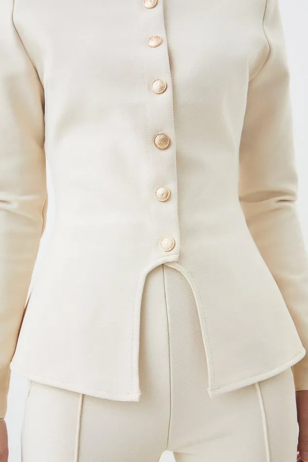 Coats and Jackets Women Karen Millen Figure Form Bandage Jacket Knit Coord Natural