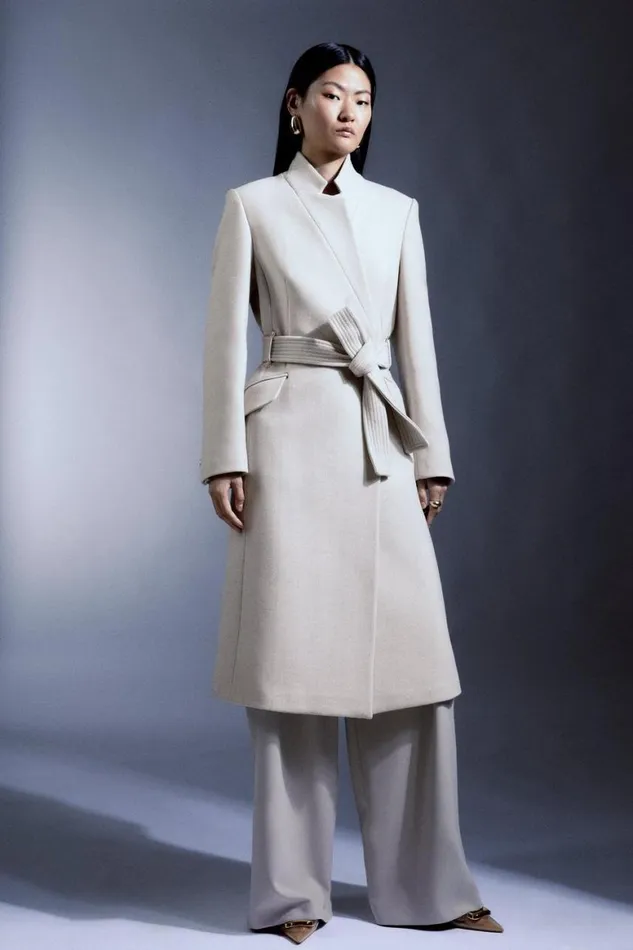 Coats and Jackets Women Karen Millen Italian Manteco Wool Forever Notch Neck Midi Coat Oatmeal Coats and Jackets Women Karen Millen Italian Manteco Wool Forever Notch Neck Midi Coat Oatmeal