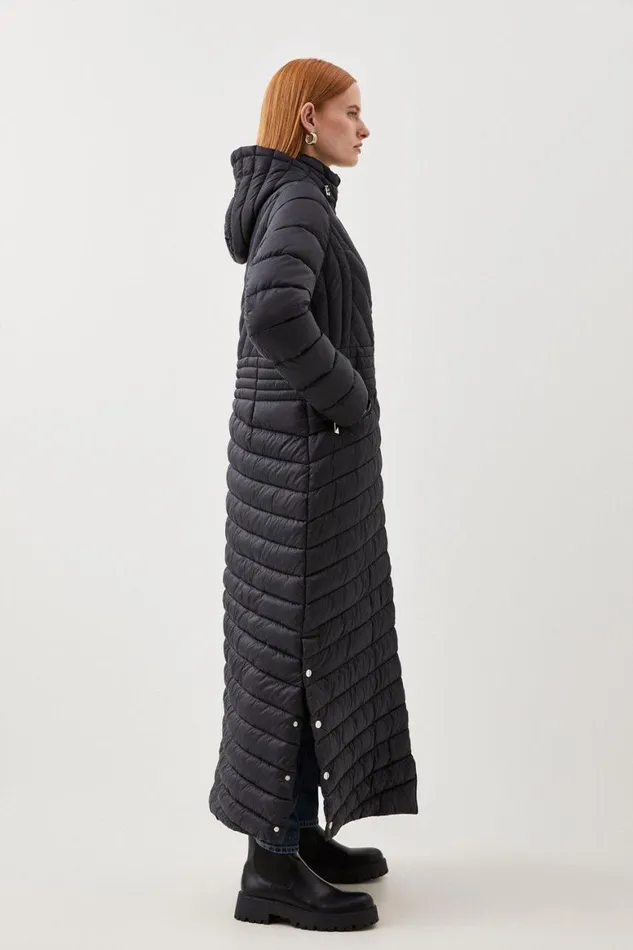 Coats and Jackets Women Karen Millen Lightweight Packable Maxi Coat Black