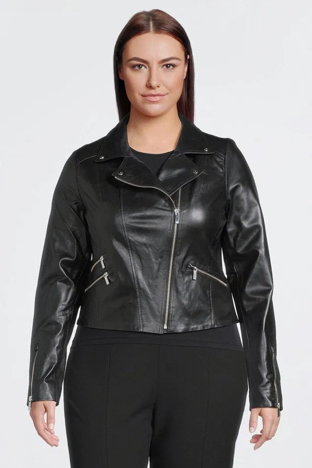 Coats and Jackets Women Karen Millen Plus Size Leather Signature Biker Jacket Black Coats and Jackets Women Karen Millen Plus Size Leather Signature Biker Jacket Black