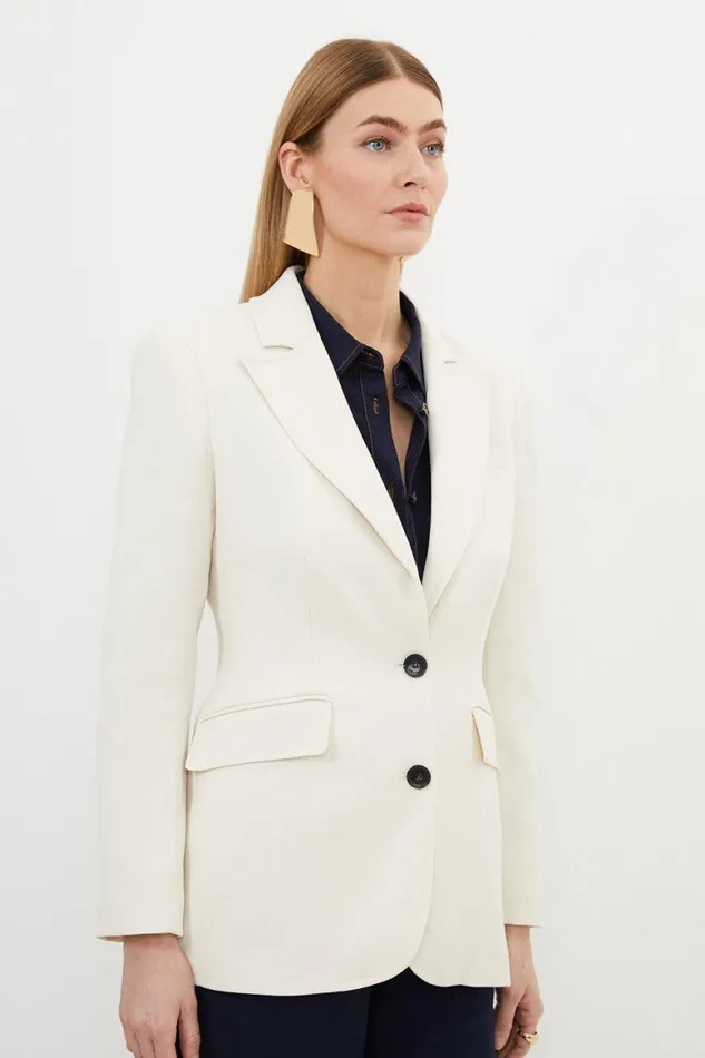 Coats and Jackets Women Karen Millen Relaxed Tailored Single Breasted Blazer Cream