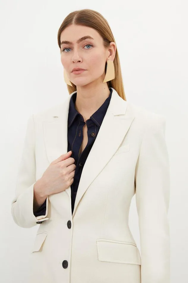 Coats and Jackets Women Karen Millen Relaxed Tailored Single Breasted Blazer Cream