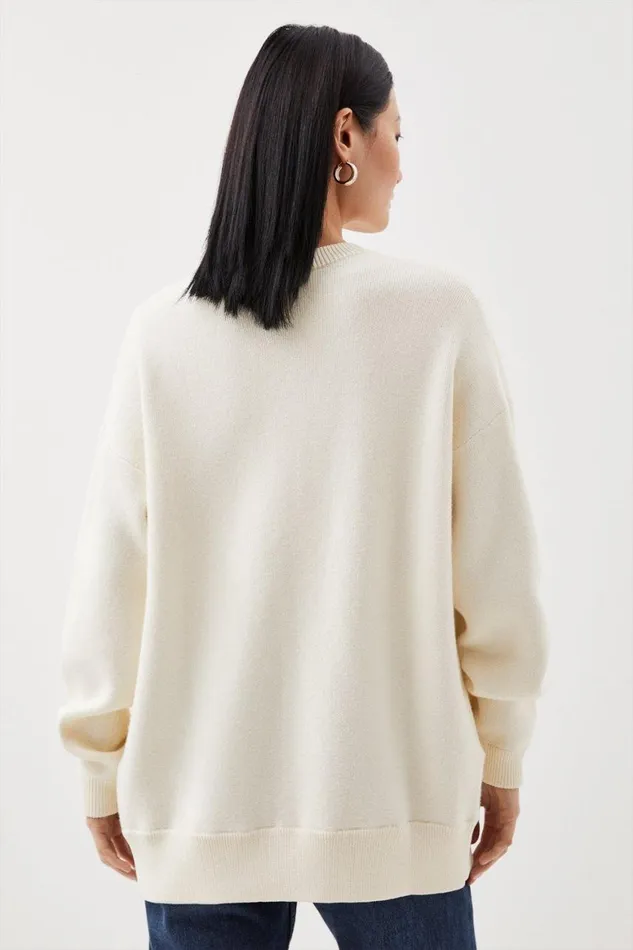Coats and Jackets Women Karen Millen Viscose Blend Knit Zip Through Bomber Jacket Ivory