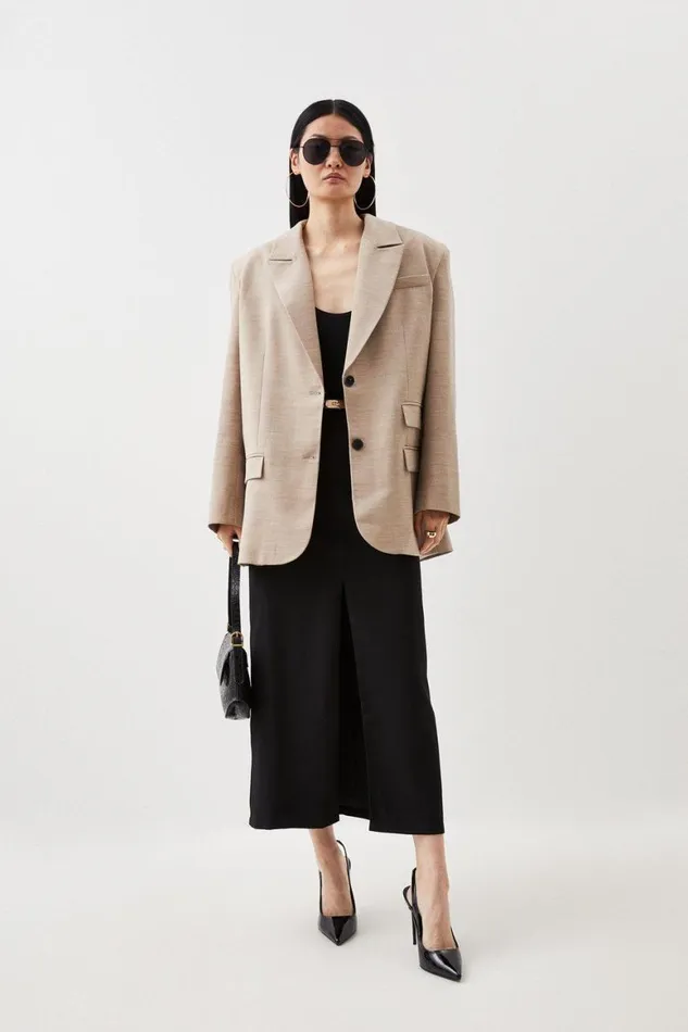 Coats and Jackets Women Karen Millen Wool Blend Statement Shoulder Single Breasted Tailored Blaze Neutral Coats and Jackets Women Karen Millen Wool Blend Statement Shoulder Single Breasted Tailored Blaze Neutral