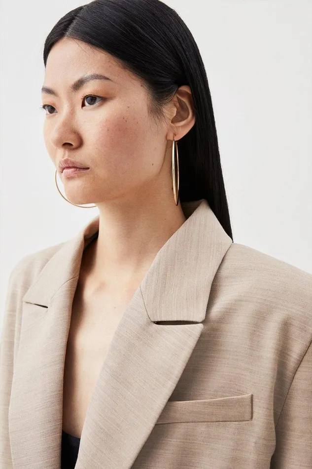 Coats and Jackets Women Karen Millen Wool Blend Statement Shoulder Single Breasted Tailored Blaze Neutral