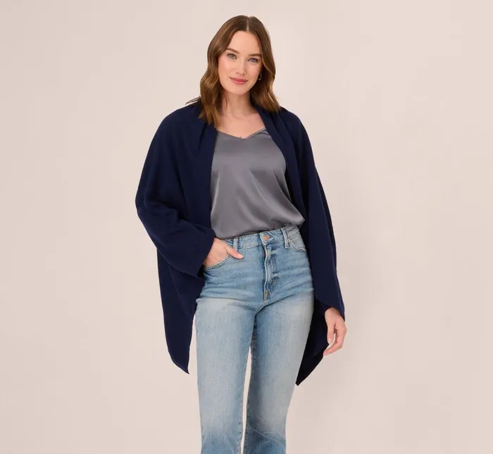 Cover Ups Womens Adrianna Papell Classic S039Hug With Tunnel Sleeves In Navy