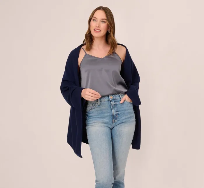 Cover Ups Womens Adrianna Papell Classic S039Hug With Tunnel Sleeves In Navy