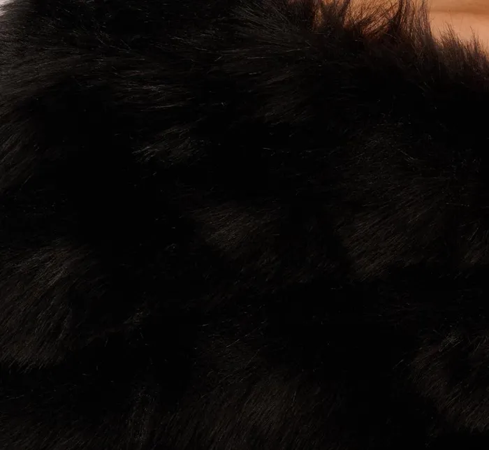 Cover Ups Womens Adrianna Papell Faux Fur Wrap With Stone Broach In Black
