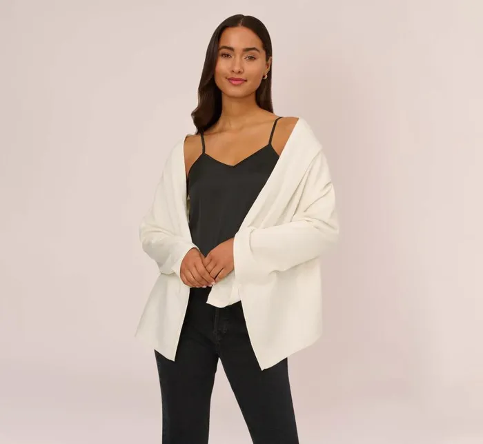 Cover Ups Womens Adrianna Papell Metallic S039Hug With Tunnel Sleeves In Ivory