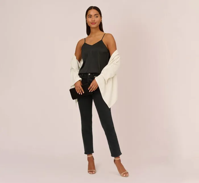 Cover Ups Womens Adrianna Papell Metallic S039Hug With Tunnel Sleeves In Ivory
