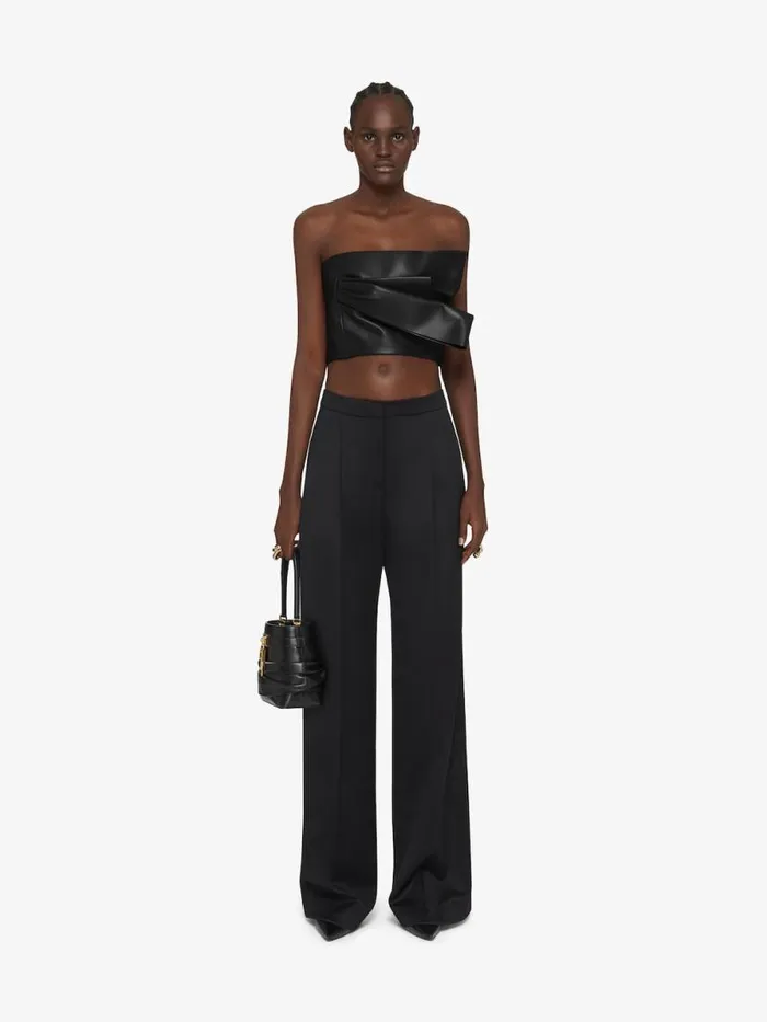 Cropped Bustier Top In Leather With Draped Detail Black Women Givenchy Tops and Shirts