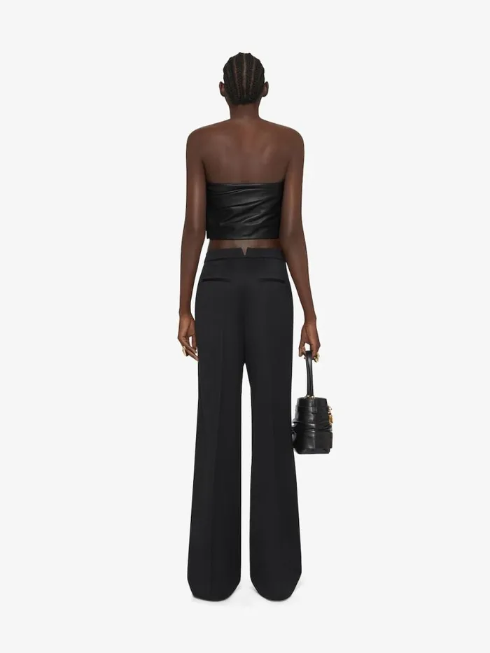 Cropped Bustier Top In Leather With Draped Detail Black Women Givenchy Tops and Shirts