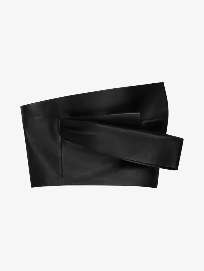 Cropped Bustier Top In Leather With Draped Detail Black Women Givenchy Tops and Shirts