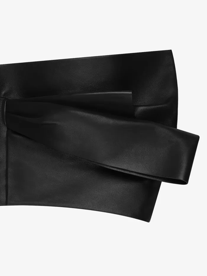 Cropped Bustier Top In Leather With Draped Detail Black Women Givenchy Tops and Shirts