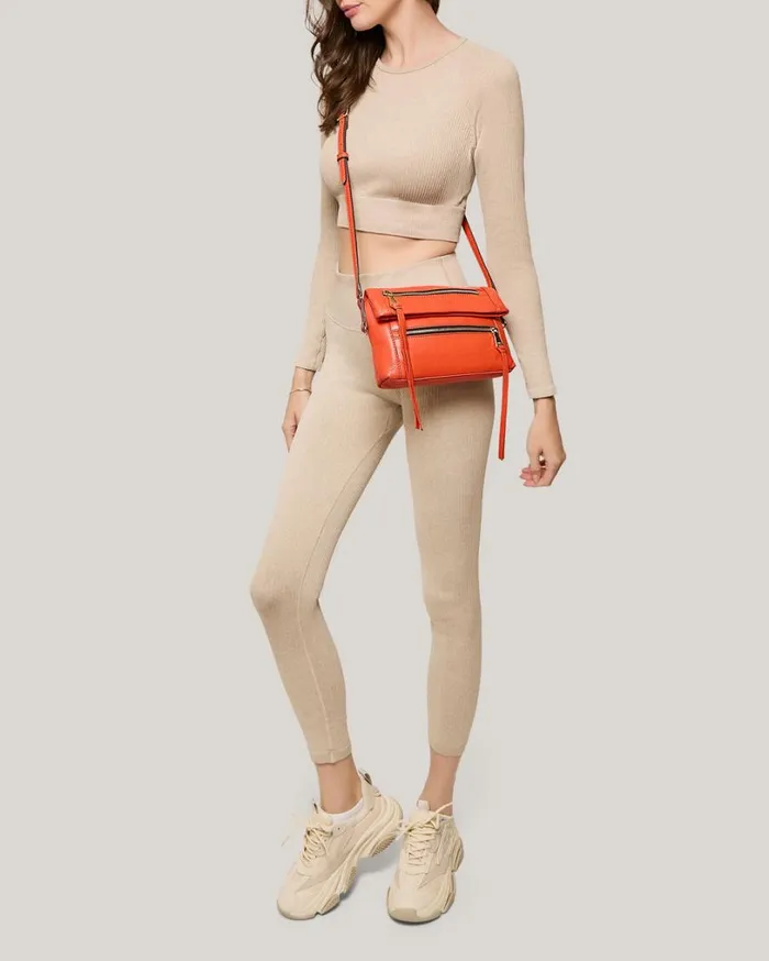 Crosstown Double Entry Crossbody Flame Women Aimee Kestenberg Crossbody Bags