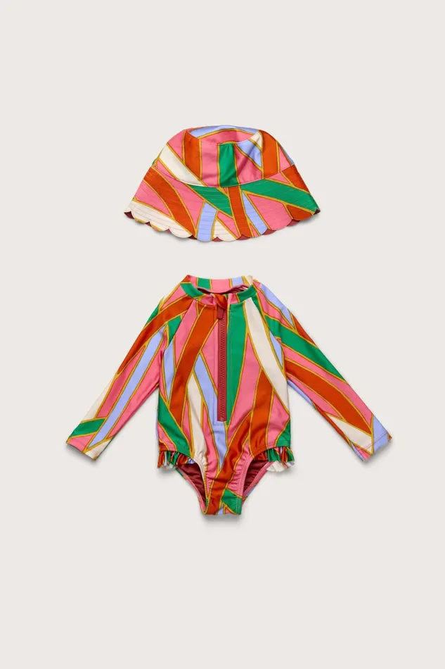 Cult Gaia Bijou Baby Rashguard Set Vintage Stripe Print Kids Sets