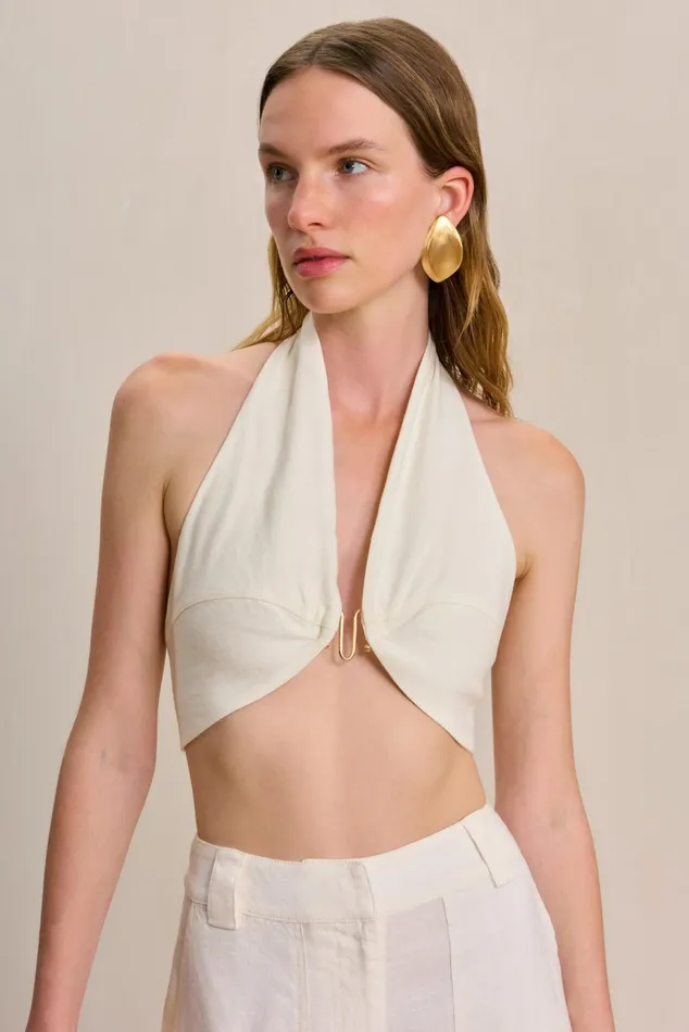 Cult Gaia Diem Top Off White Linen Women Tops
