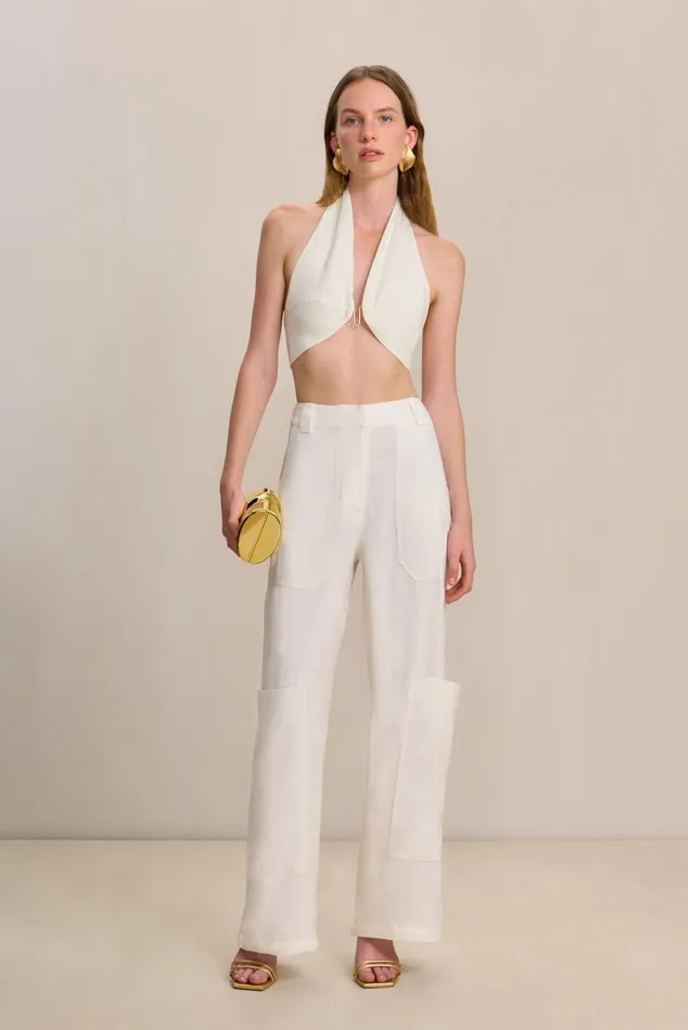 Cult Gaia Diem Top Off White Linen Women Tops