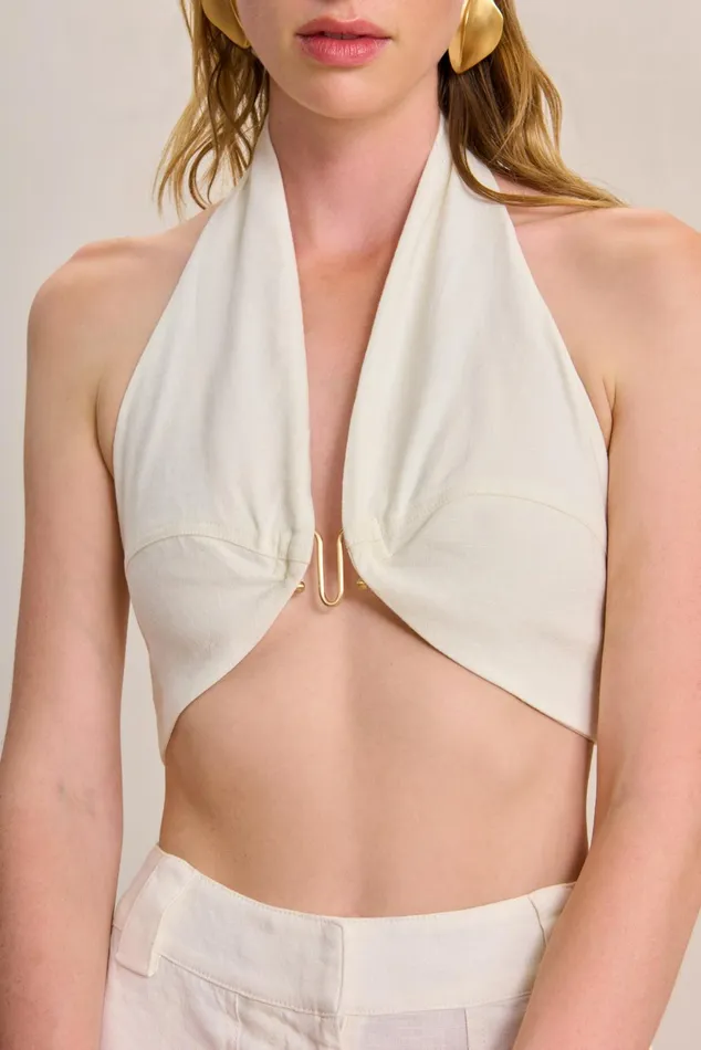 Cult Gaia Diem Top Off White Linen Women Tops