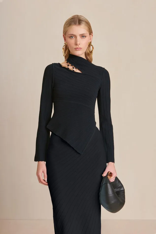 Cult Gaia Ekko Knit Top Black Women Knits