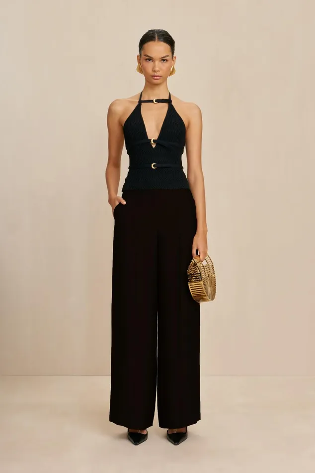 Cult Gaia Evy Knit Top Black Women Tops