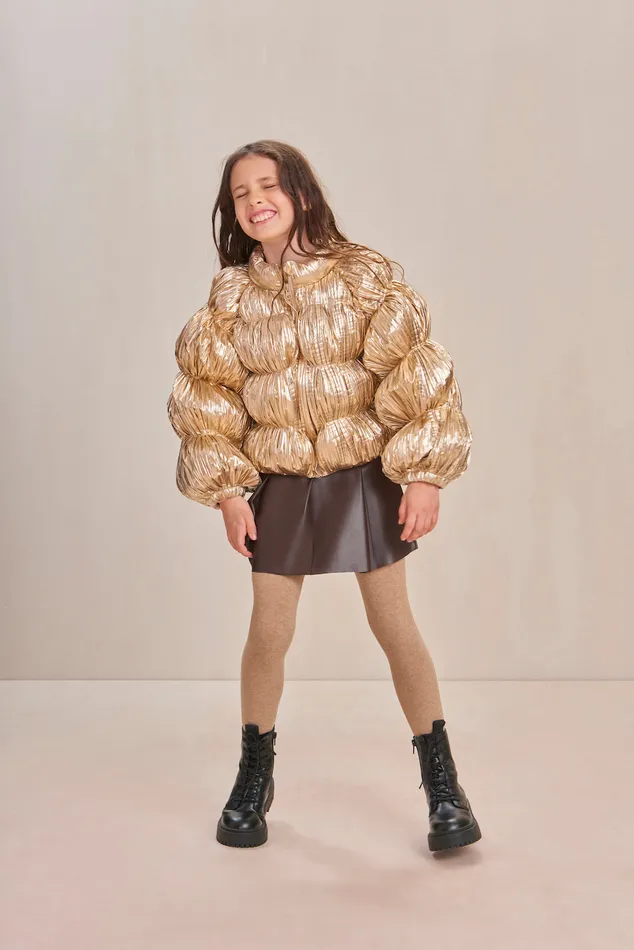 Cult Gaia Frannie Puffer Gold Foil Kids Tops