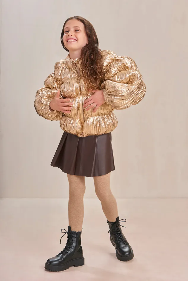Cult Gaia Frannie Puffer Gold Foil Kids Tops