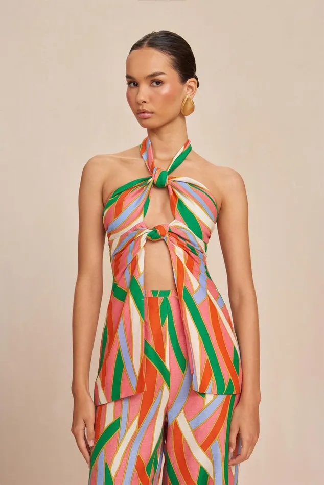 Cult Gaia Lainie Top Vintage Stripe Print Women Tops