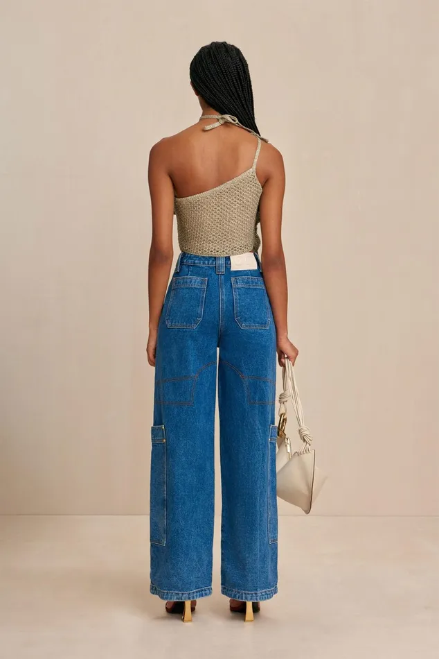Cult Gaia Nazanin Crochet Top Tea Shimmer Women Knits