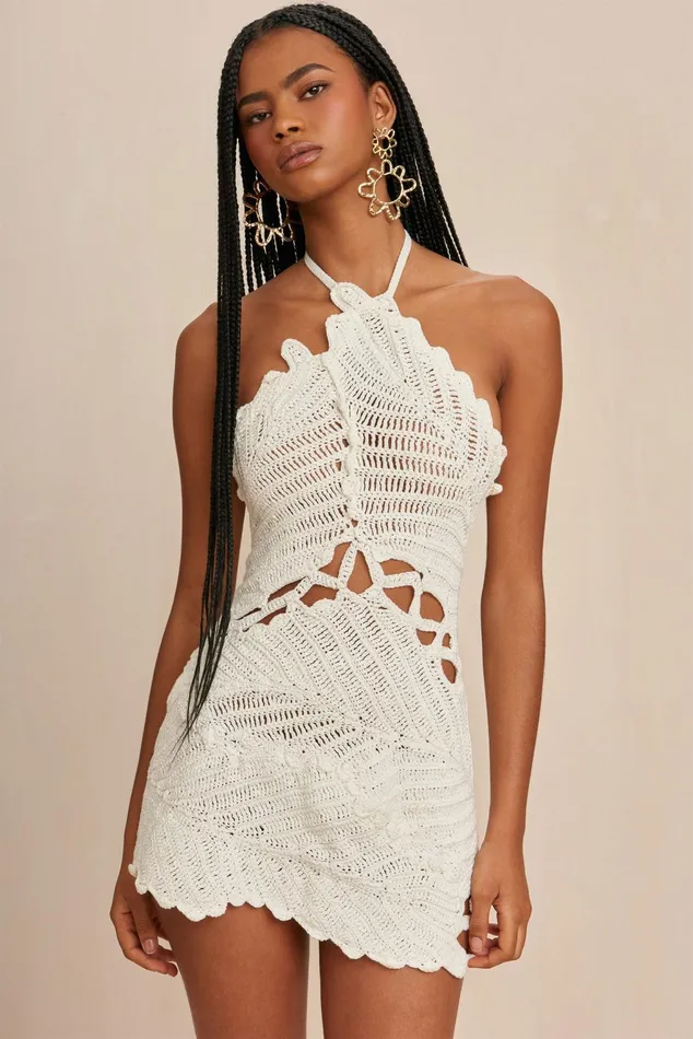 Cult Gaia Undina Crochet Dress Off White Women Dresses