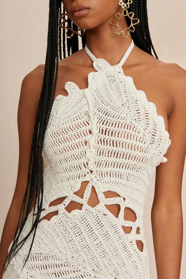 Cult Gaia Undina Crochet Dress Off White Women Dresses Cult Gaia Undina Crochet Dress Off White Women Dresses