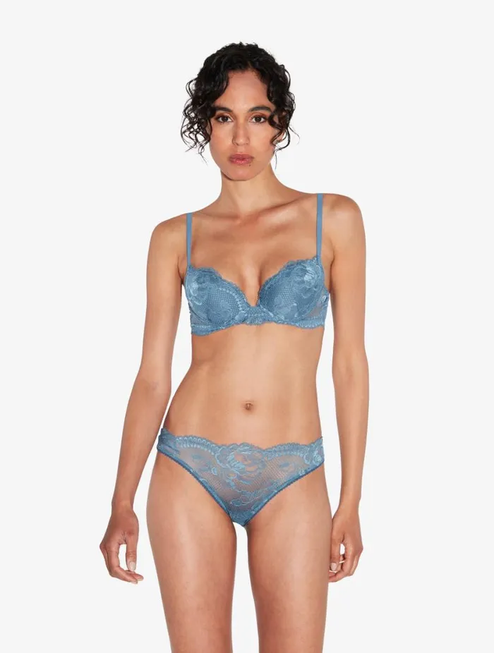 Dark Blue Lace Pushup Bra Lingerie La Perla Padded