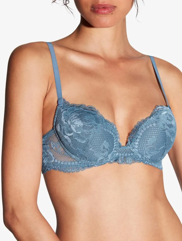 Dark Blue Lace Pushup Bra Lingerie La Perla Padded