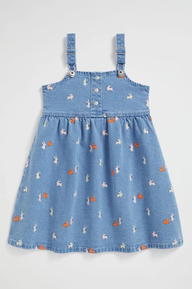 Denim and Jeans Girl Seed Heritage Bunny Denim Pinafore Original Indigo