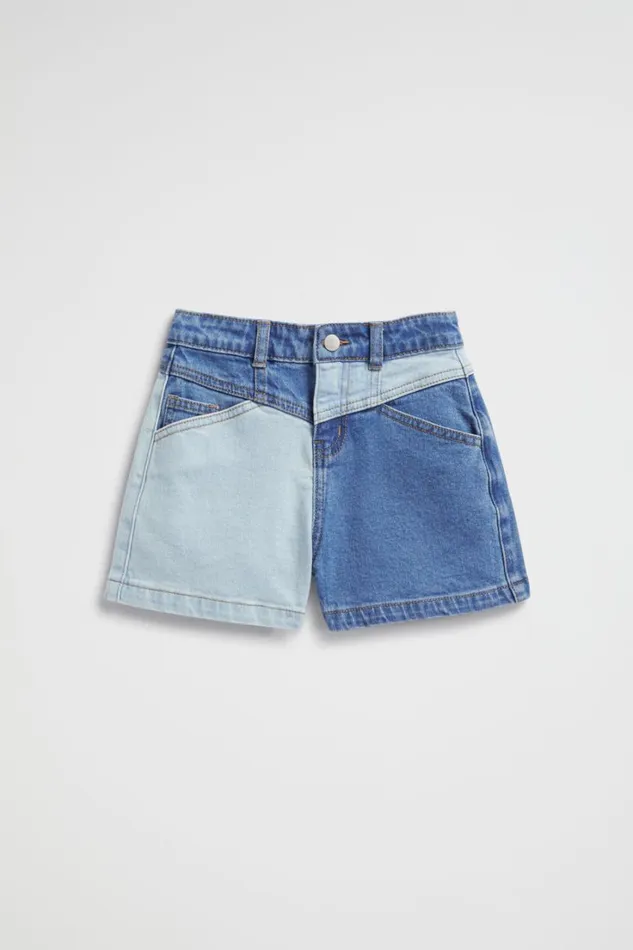 Denim and Jeans Girl Seed Heritage Colourblock Denim Short Light Wash Multi