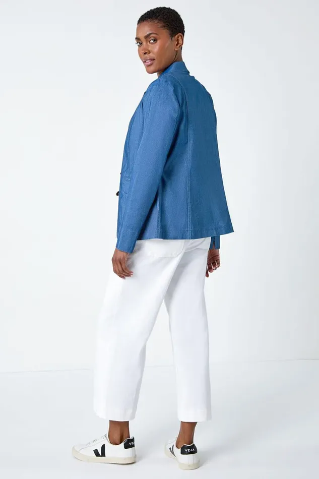 Denim Denim Stretch Blazer Women Roman Occasionwear