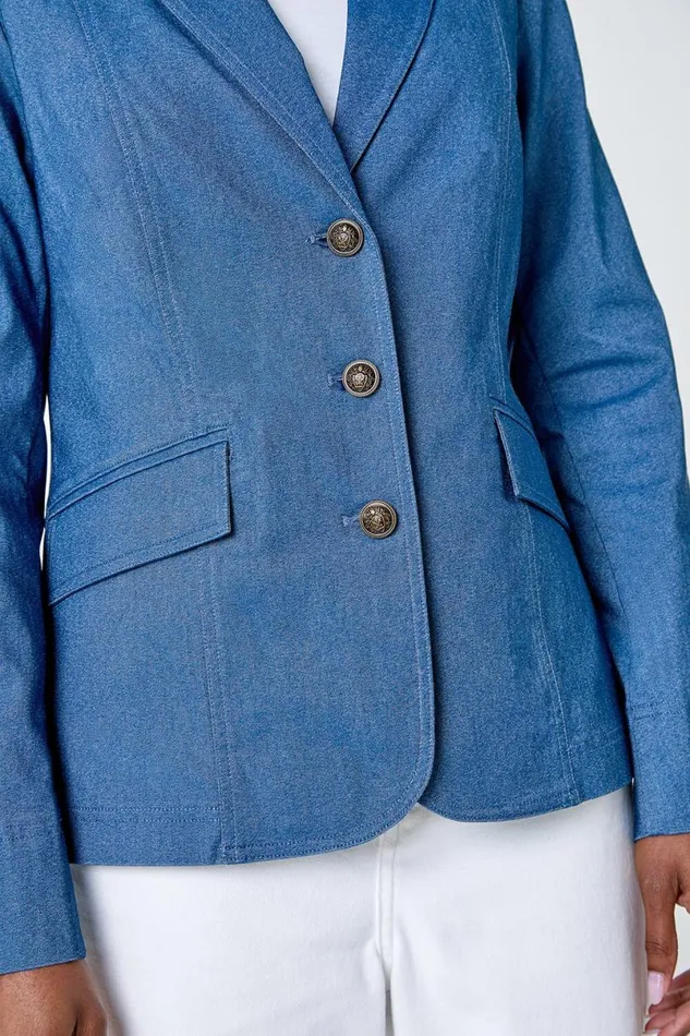Denim Denim Stretch Blazer Women Roman Occasionwear
