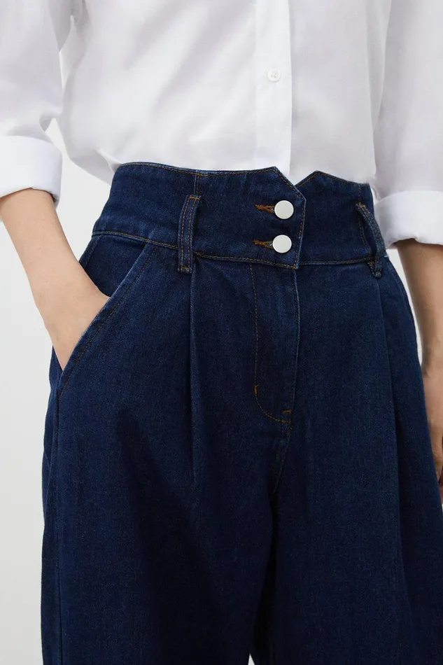 Denim Women Karen Millen Denim Indigo Wide Leg Trousers Indigo
