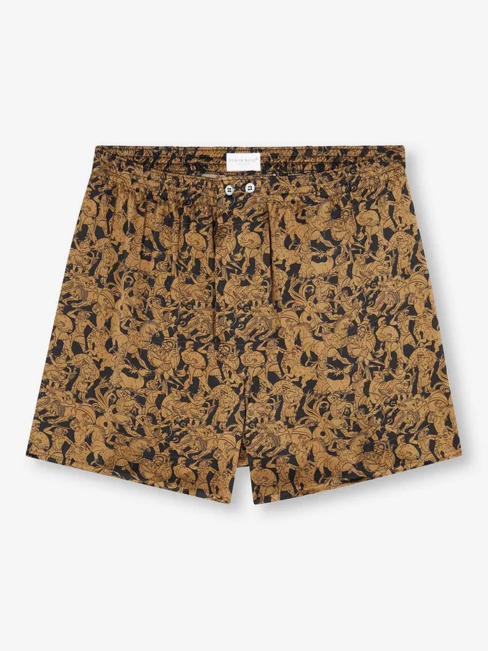 Derek Rose Classic Fit Boxers Brindisi 108 Silk Satin Black Men Silk Boxer Shorts