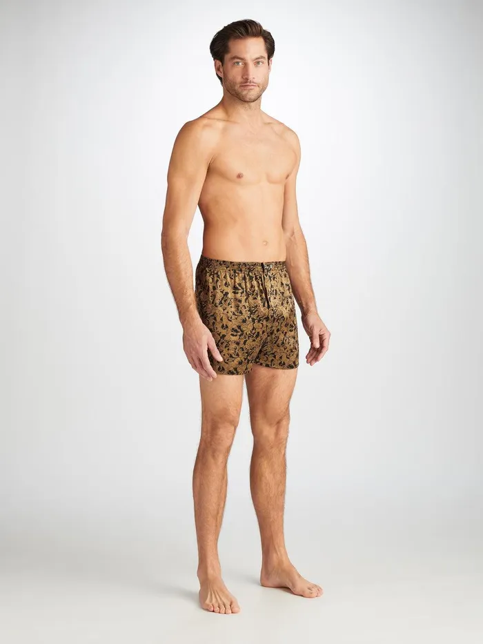 Derek Rose Classic Fit Boxers Brindisi 108 Silk Satin Black Men Silk Boxer Shorts