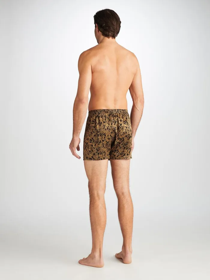 Derek Rose Classic Fit Boxers Brindisi 108 Silk Satin Black Men Silk Boxer Shorts