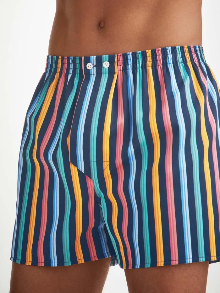 Derek Rose Classic Fit Boxers Wellington 56 Cotton Multi Men Classic Fit Boxer Shorts