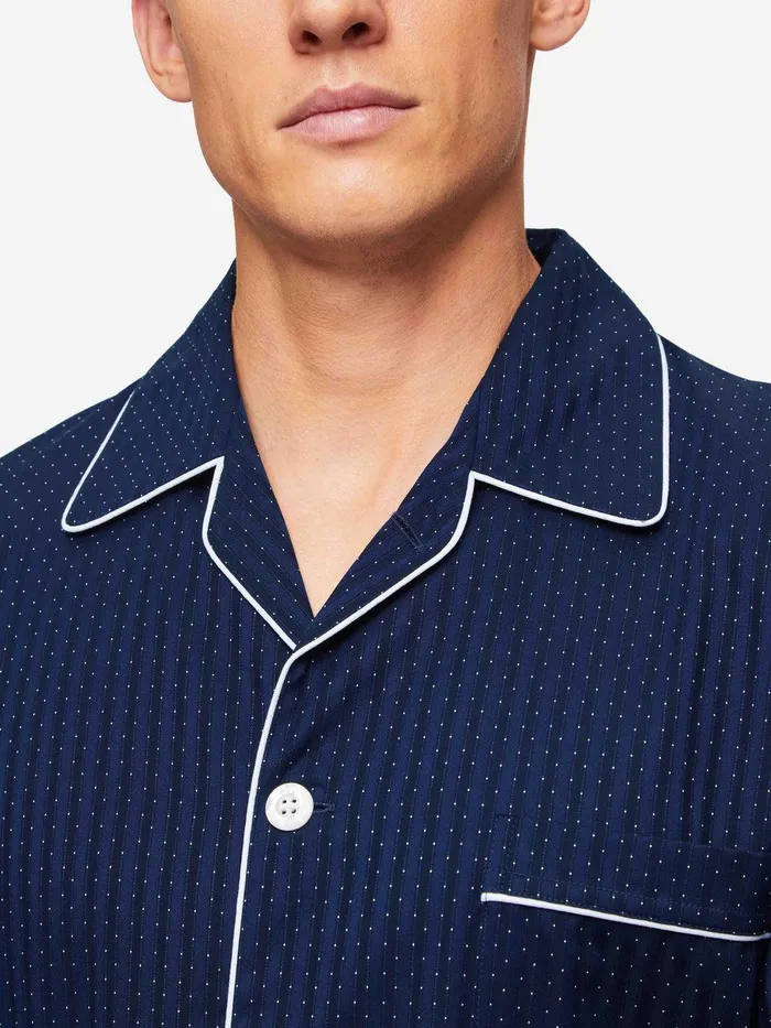 Derek Rose Classic Fit Pajamas Royal 40 Cotton Navy Men Classic Fit Pajamas