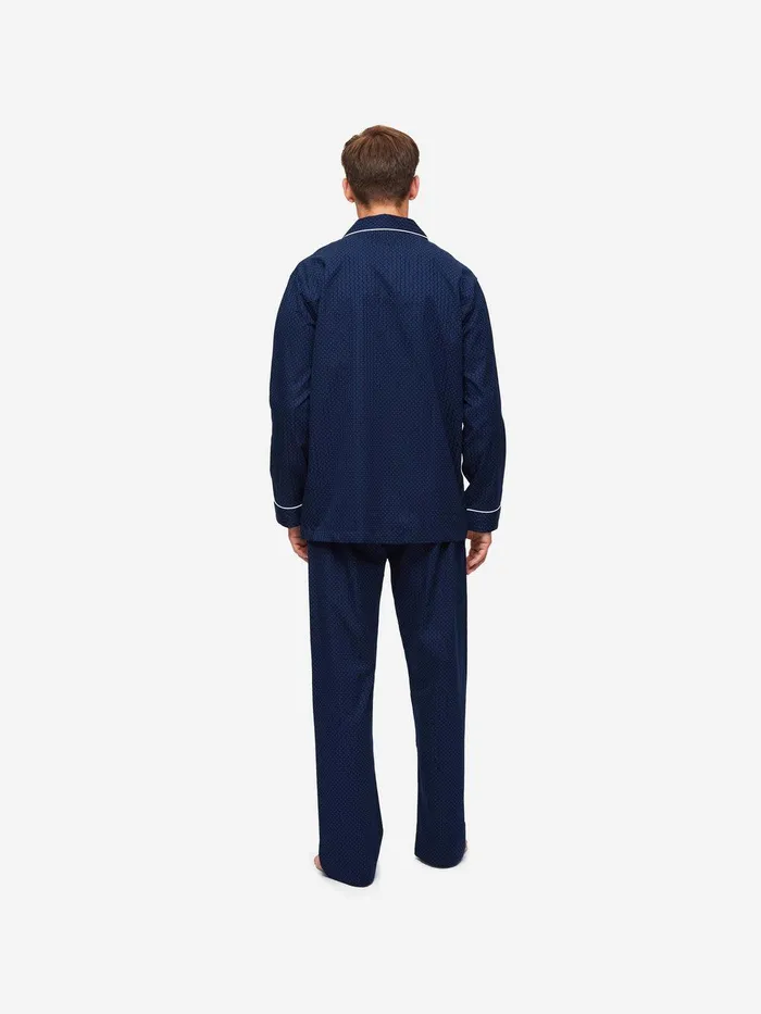 Derek Rose Classic Fit Pajamas Royal 40 Cotton Navy Men Classic Fit Pajamas