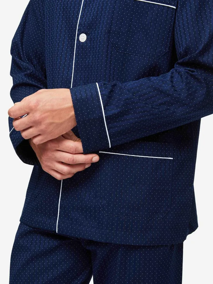 Derek Rose Classic Fit Pajamas Royal 40 Cotton Navy Men Classic Fit Pajamas